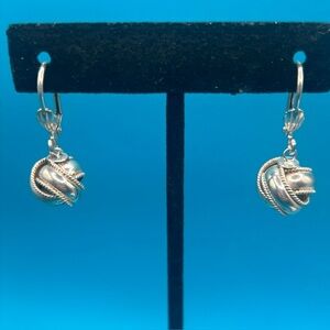 Vintage 925 Dangling Ball Earrings Knot Design Estate Find Leverback Closure